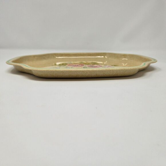 Avon The Vanity Collection 1982 Metal Floral Tray New in Box Beige Pink Roses - Picture 6 of 10